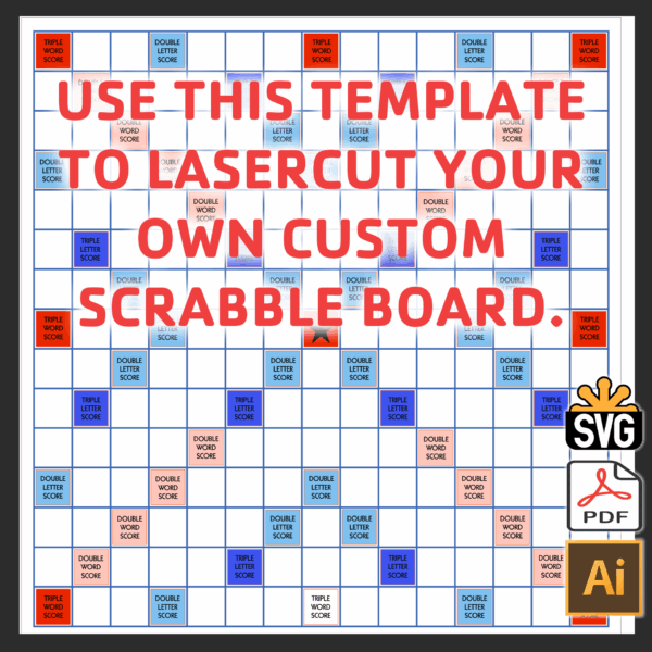 Scrabble Board Template  - (Laser Ready Digital Download - AI, SVG, PDF)