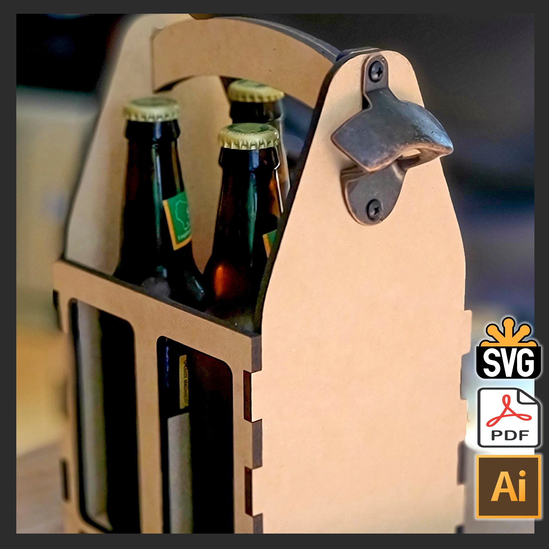 4 Bottle Beverage Caddy Template – (Digital Download) – Alien Workshop  Design