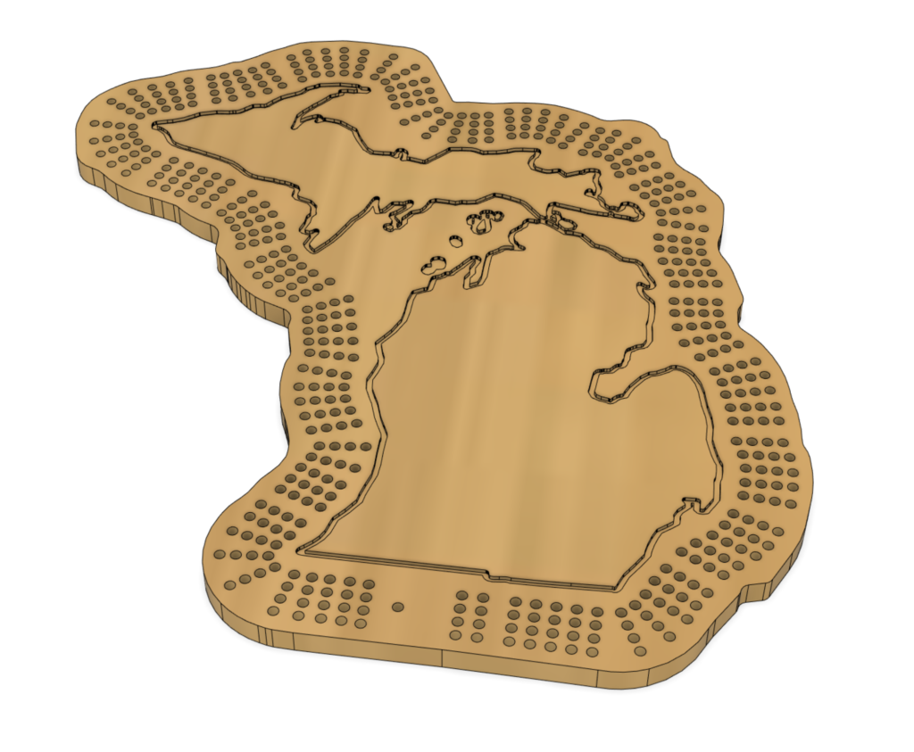Michigan Pdf Frame Michigan Shaped 4 Player Cribbage Template – (Laser Ready Digital ...